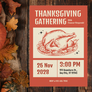 Invitation Réunion de Thanksgiving à l'orange et à la crème r