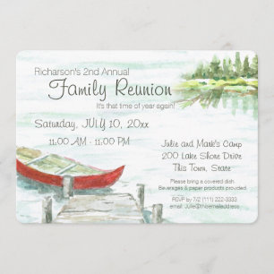 Invitation Réunion en famille sur le lac pittoresque et le ca