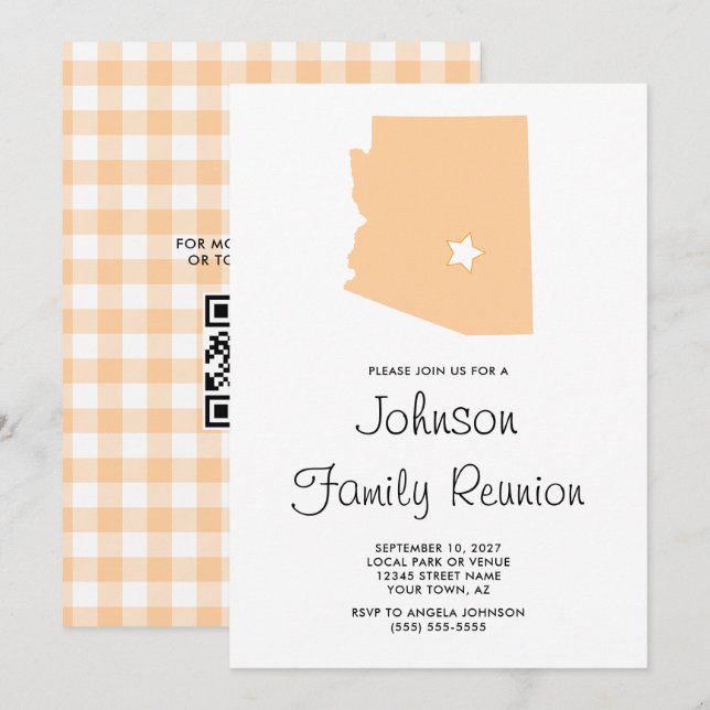Invitation Réunion familiale Peach Arizona (Devant / Derrière)
