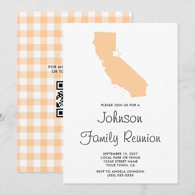 Invitation Réunion familiale Peach California (Devant / Derrière)