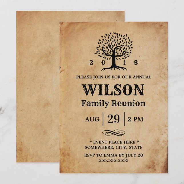 Invitation Reunion familiale vintage (Devant / Derrière)