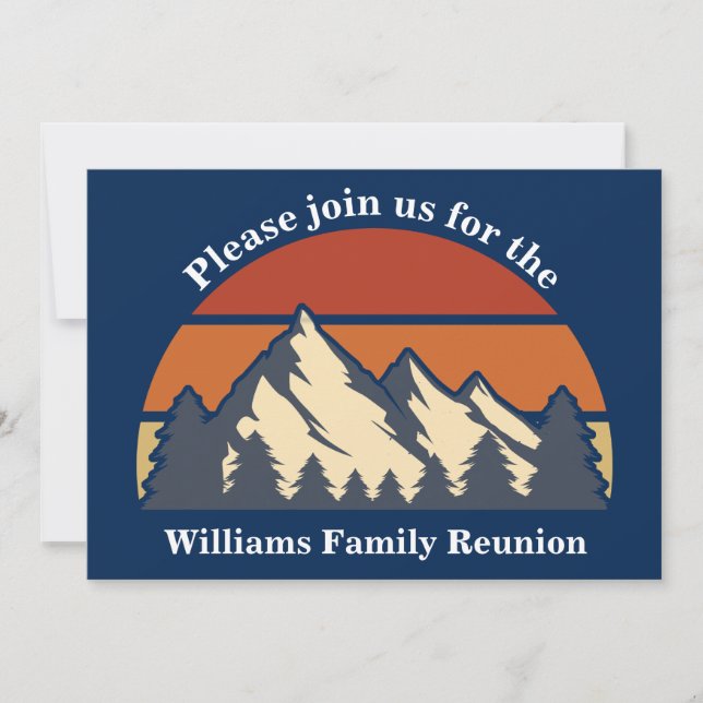 Invitation Reunion Famille Sunset Mountains Trier Custom Blue (Devant)