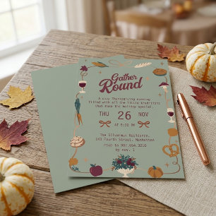 Invitation Réunion féerique de Thanksgiving dans le style Cot
