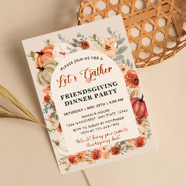 Invitation Réunion Florale de Friendsgiving avec des citrouil
