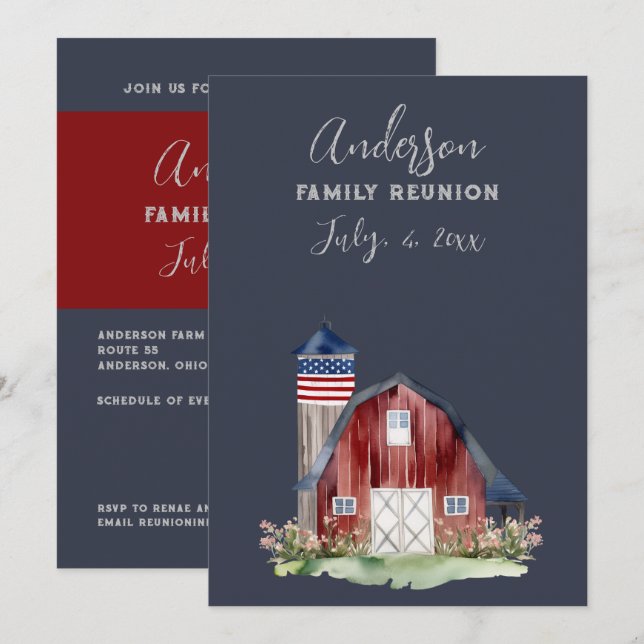 Invitation Réunion patriotique rustique (Devant / Derrière)