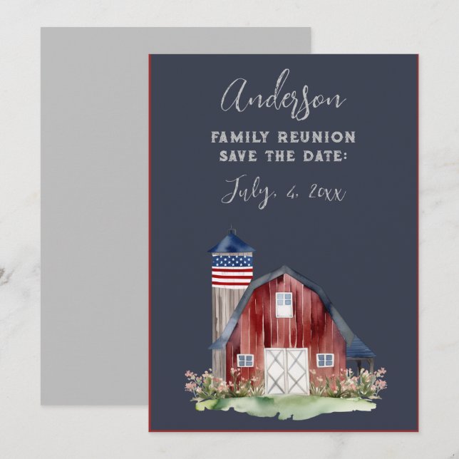 Invitation Réunion patriotique rustique (Devant / Derrière)