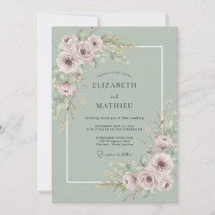 Invitation Rêve de mariage botanique vert sauge