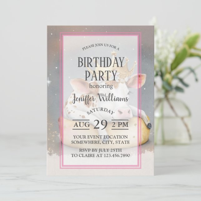 Invitation Rêve de vache royale sur un trône de fromage       (Debout devant)