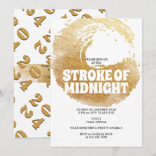 Invitation Réveillon de la Saint-Sylvestre Black Gold Midnigh