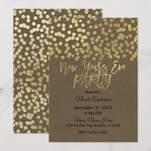 Invitation Réveillon du Nouvel An Fête Or Moderne Chic Rustiq