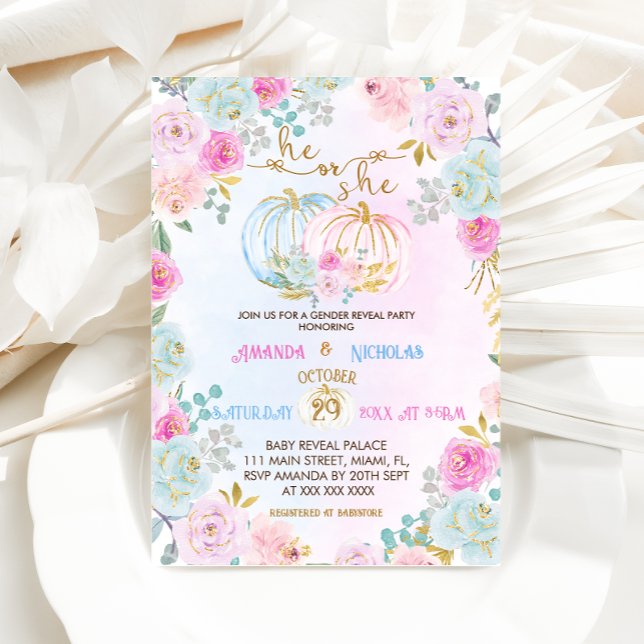 Invitation Révélation citrouille du genre (Créateur téléchargé)