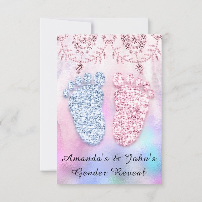 Invitation Révélation de genre Baby shower Pieds fille garçon (Dos)