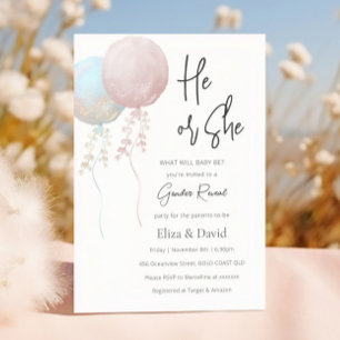 Invitation Révélation de genre de son ballon rose et bleu