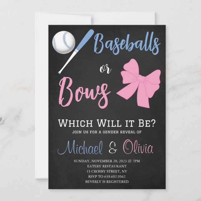 Invitation Révélation de genre des balles de baseball ou des  (Devant)