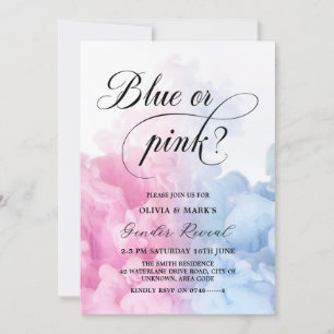 Invitation Révélation de genre Fumée rose et bleu