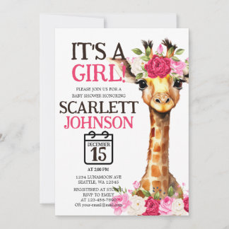 Invitation Révélation de genre pour bébé fille Baby shower de