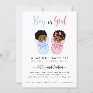 Invitation Révélation de genre pour les bébés noirs afro-amér