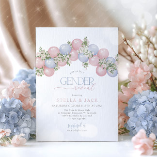 Invitation Révélation de genre Rose Bleu Ballon Floral Garçon