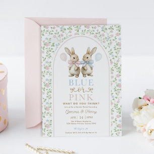 Invitation Révélation de genre vintage de lapin de cul bleu o