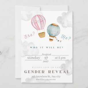 Invitation Révélation De Sexe Élégante Rose Et Bleu Clair
