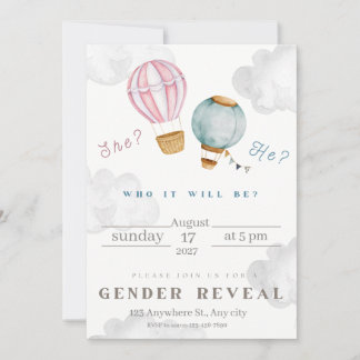 Invitation Révélation De Sexe Élégante Rose Et Bleu Clair