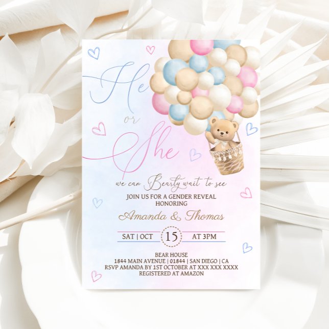 Invitation Révélation de sexe sur le thème de l'ours moderne (Créateur téléchargé)