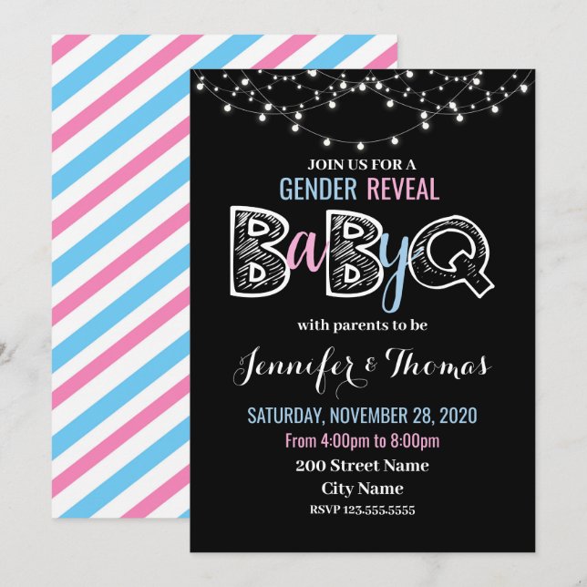 Invitation Révélation du genre du bébé BaByQ (Devant / Derrière)