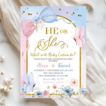 Révélation du sexe Coquette Arc Bleu Rose Papillon