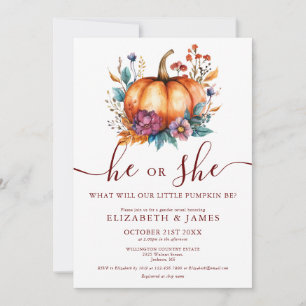 Invitation Révélation du sexe de bébé avec Fleur Pompom Bourg