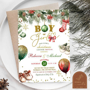 Invitation Révélation du sexe de bébé avec un Noël boule