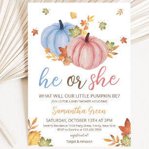 Invitation Révélation du sexe de bébé Citrouille Baby Shower