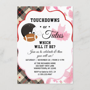 Invitation Révélation du sexe de bébé Fête de bébé Touchdowns