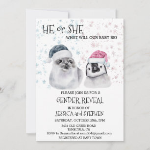 Invitation Révélation du sexe de bébé pour Noël en hiver avec