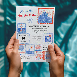 Invitation Révélation du sexe de bébé sur le thème de la mer
