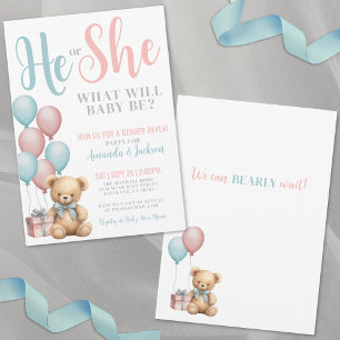 Invitation Révélation du sexe de l'ours en peluche