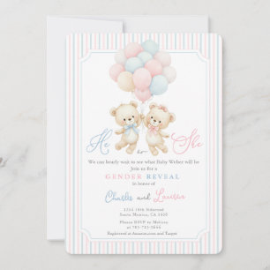 Invitation Révélation du sexe de l'ours en peluche 