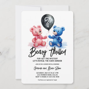 Invitation Révélation du sexe des ballons d'ours très ravis