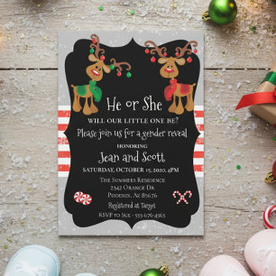 Invitation Révélation du sexe des fêtes de Noël du renne