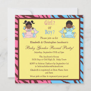 Invitation Révélation du sexe du bébé Afro-Américains