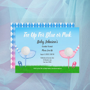 Invitation Révélation du sexe du bébé avec un thème de golf :