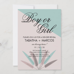 Invitation Révélation du sexe du bébé tribal feuille bohème