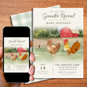 Invitation Révélation du sexe du poussin de la ferme