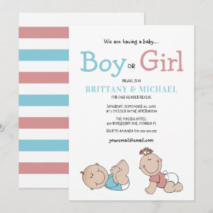 Invitation Révélation du sexe d'un bébé mignon