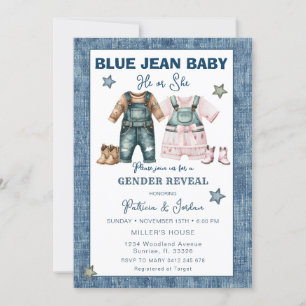 Invitation Révélation du sexe en jean bleu, Il ou Elle