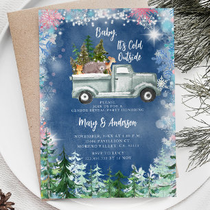 Invitation Révélation du sexe Flocons de neige Animaux Camion