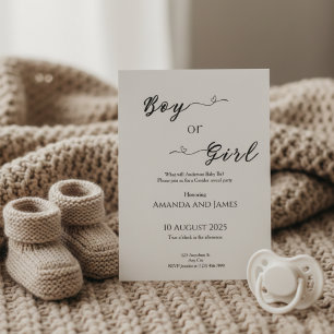 Invitation Révélation du sexe minimaliste Fille ou Garçon