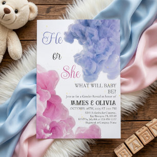 Invitation Révélation élégante du sexe : Rose et Bleu