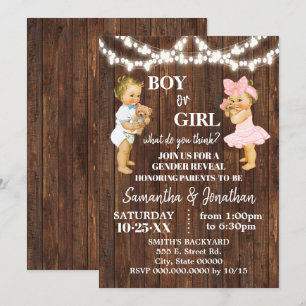 Invitation Révéler le genre Baby shower garçon ou fille