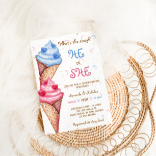Invitation Révéler Le Genre Lui Ou Elle Crème Glaciaire