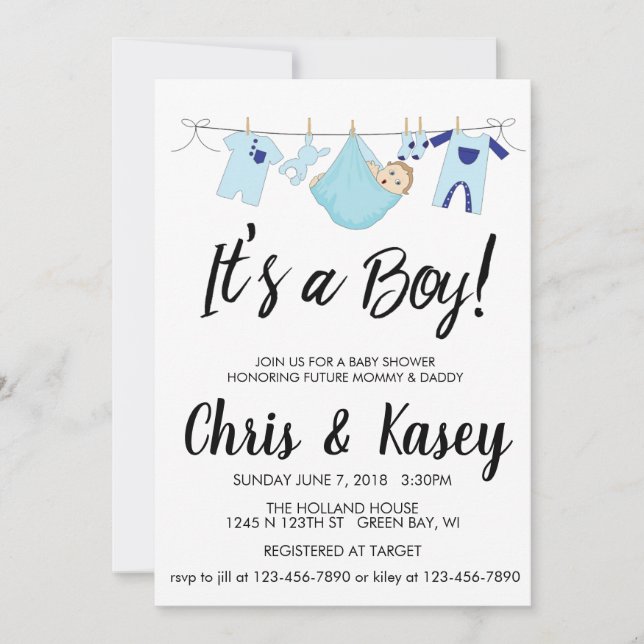 Invitation Rêver que c'est un garçon (Devant)